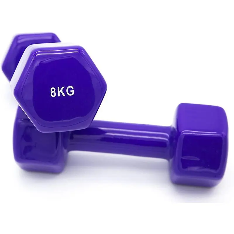 OZIO FITNESS 2 Unidades 8 Kg Mancuernas Pesas Hexagonales De Vinilo Fitness Gimnasia Morado 4 OZIO FITNESS 2 Unidades 8 Kg Mancuernas Pesas Hexagonales De Vinilo Fitness Gimnasia Morado - Imagen 2