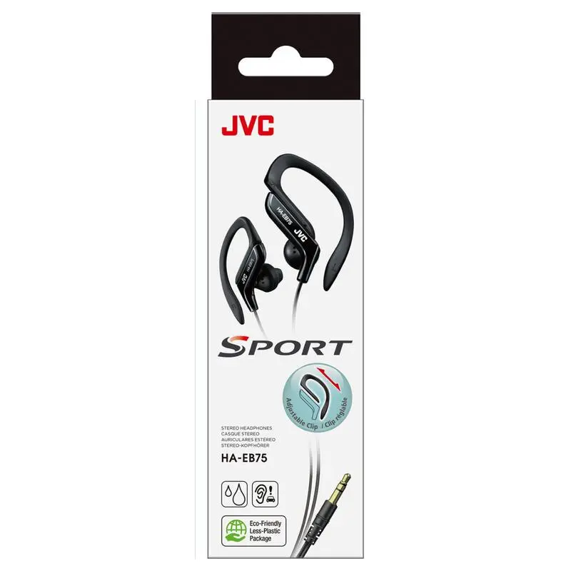 Auriculares Deportivos JVC HA-EB75 De Clip, Sonido Potente, Cable 1,2m Negro 4 Auriculares Deportivos JVC HA-EB75 De Clip, Sonido Potente, Cable 1,2m Negro - Imagen 2