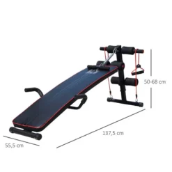 Banco De Abdominales HOMCOM Negro, Rojo 55,5x137,5x68 Cm 7 Banco De Abdominales HOMCOM Negro, Rojo 55,5x137,5x68 Cm -Fitness cardio Ventas banco de abdominales homcom negro rojo 555x1375x68 cm 2