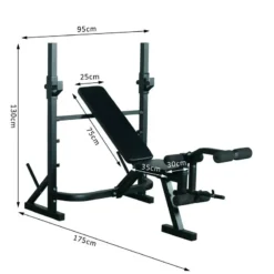 Banco De Pesas HOMCOM Negro Entrenamiento De Musculación 175x98x130cm -Fitness cardio Ventas banco de pesas homcom negro entrenamiento de musculacion 175x98x130cm 2