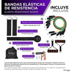 WUEPS Bandas Elásticas De Resistencia - 5 Tubos De Resistencia Mixtas. -Fitness cardio Ventas bandas elasticas de resistencia 5 tubos de resistencia mixtas 1