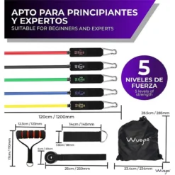 WUEPS Bandas Elásticas De Resistencia - 5 Tubos De Resistencia Mixtas. -Fitness cardio Ventas bandas elasticas de resistencia 5 tubos de resistencia mixtas 2