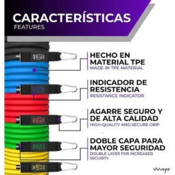 WUEPS Bandas Elásticas De Resistencia - 5 Tubos De Resistencia Mixtas. -Fitness cardio Ventas bandas elasticas de resistencia 5 tubos de resistencia mixtas 3
