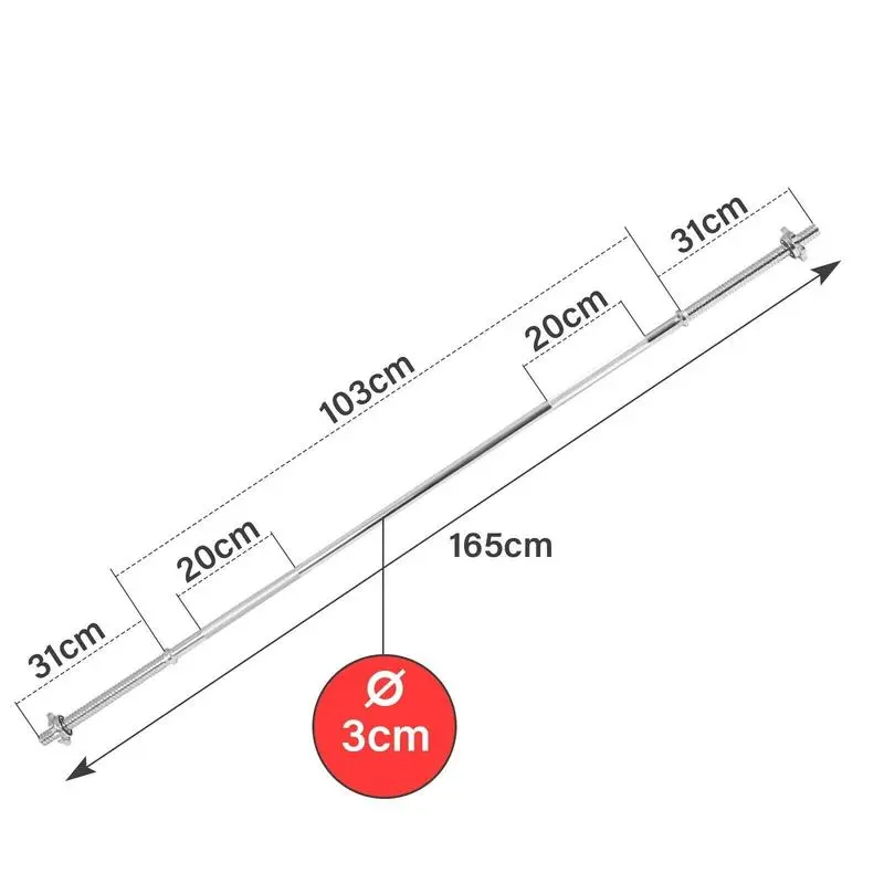 OZIO FITNESS Barra Musculación 1,65 M Ø 30 Mm 9 Kg Con 2 Cierres De Estrella Aguanta 300 Kg 4 OZIO FITNESS Barra Musculación 1,65 M Ø 30 Mm 9 Kg Con 2 Cierres De Estrella Aguanta 300 Kg - Imagen 2