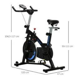 Bicicleta Estática Con Volante Inercia 10 Kg HOMCOM 47x120x117 Cm Azul -Fitness cardio Ventas bicicleta estatica con volante inercia 10 kg homcom 47x120x117 cm azul 2