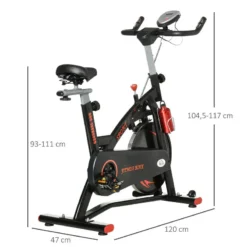 Bicicleta Estática Con Volante Inercia 10 Kg HOMCOM 47x120x117 Cm Rojo -Fitness cardio Ventas bicicleta estatica con volante inercia 10 kg homcom 47x120x117 cm rojo 2