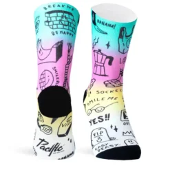 PACIFIC And CO Calcetin Running Con Tejido Coolmax Unisex Smile Club, Sublimado Multicolor