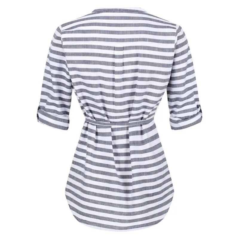 Regatta Camisa Malaya De Rayas De Manga Larga Para Mujer Blanco, Marino 4 Regatta Camisa Malaya De Rayas De Manga Larga Para Mujer Blanco, Marino - Imagen 2