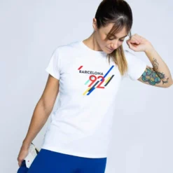 THE RUNNING REPUBLIC Camiseta De Manga Corta De Hilo SEAQUAL Barcelona 92 De Mujer TRR Blanca -Fitness cardio Ventas camiseta de manga corta de hilo seaqual barcelona 92 de mujer trr blanca 1