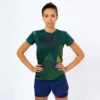 THE RUNNING REPUBLIC Camiseta De Manga Corta Running Poliéster Reciclado Mujer TRR Verde Y Azul -Fitness cardio Ventas camiseta de manga corta running poliester reciclado mujer trr verde y azul