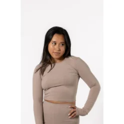 AESTHETIC WOLF Camiseta De Manga Larga 'Body' - Fitness - Mujer - Azul Pizarra -Fitness cardio Ventas camiseta de manga larga body fitness mujer chai beis