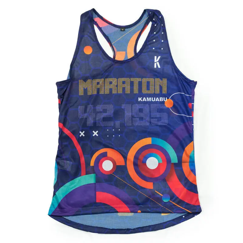 CAMISETA DE RUNNING #MARATON 2.0 RUN MUJER - KAMUABU Color AZUL 90grs TIRANTES 3 CAMISETA DE RUNNING #MARATON 2.0 RUN MUJER - KAMUABU Color AZUL 90grs TIRANTES