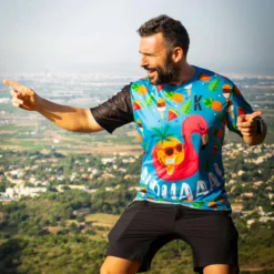 CAMISETA DE RUNNING #PINEAPPLE Para HOMBRE - KAMUABU Color AZUL 90grs -Fitness cardio Ventas camiseta de running pineapple para hombre kamuabu color azul 90grs 3