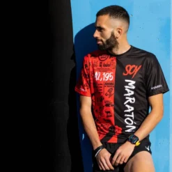 CAMISETA DE RUNNING #SOYMARATON Para HOMBRE - KAMUABU Color ROJO/NEGRO 110grs -Fitness cardio Ventas camiseta de running soymaraton para hombre kamuabu color rojonegro 110grs 3