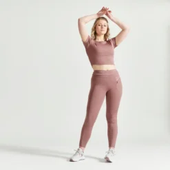 Camiseta Fitness Crop Top Manga Corta Mujer Domyos Marrón 8 Camiseta Fitness Crop Top Manga Corta Mujer Domyos Marrón -Fitness cardio Ventas camiseta fitness crop top manga corta mujer domyos marron 1