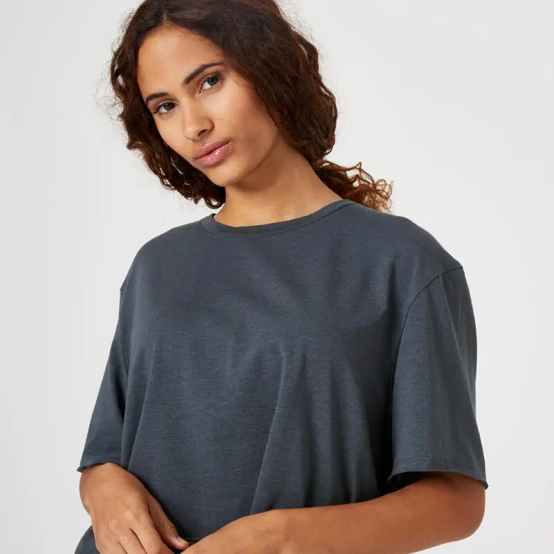 Camiseta Fitness Manga Corta Crop Top Mujer Domyos Rosa Azul 6 Camiseta Fitness Manga Corta Crop Top Mujer Domyos Rosa Azul - Imagen 4