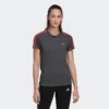 Camiseta Fitness Manga Corta Mujer Adidas Essentials Gris Y Rosa