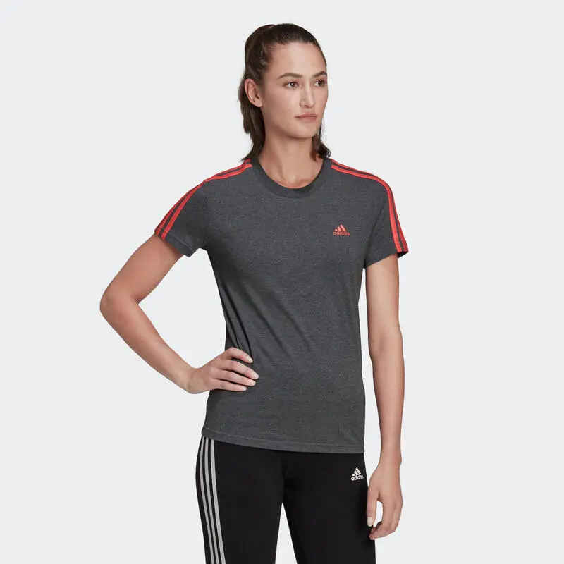 Camiseta Fitness Manga Corta Mujer Adidas Essentials Gris Y Rosa 7 Camiseta Fitness Manga Corta Mujer Adidas Essentials Gris Y Rosa - Imagen 5