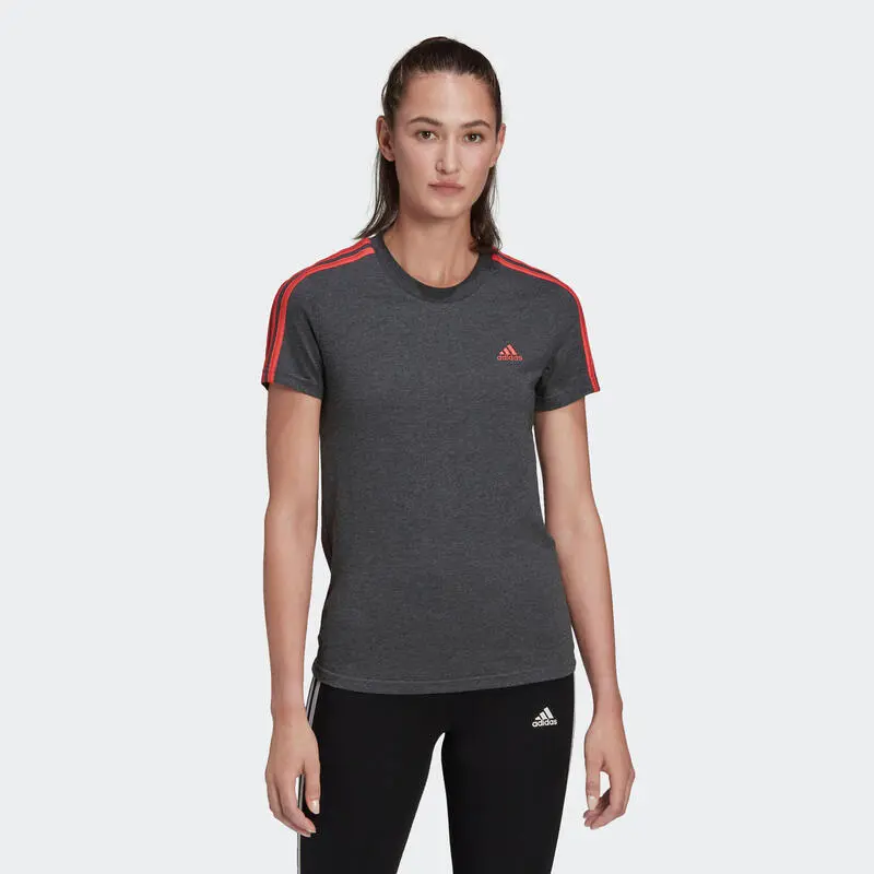 Camiseta Fitness Manga Corta Mujer Adidas Essentials Gris Y Rosa 3 Camiseta Fitness Manga Corta Mujer Adidas Essentials Gris Y Rosa