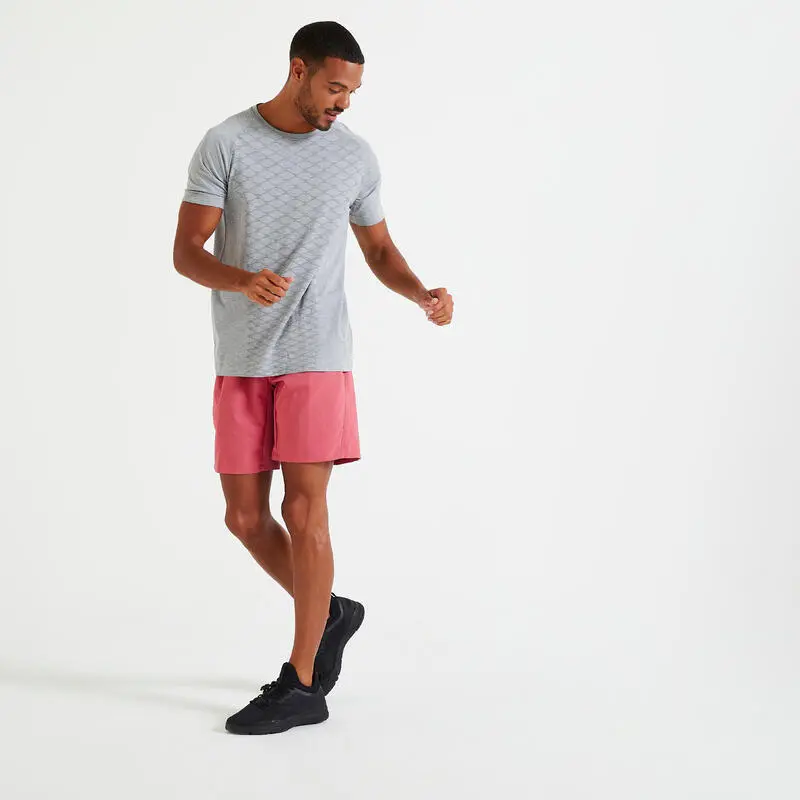 Camiseta Fitness Manga Corta Sin Costuras Hombre Domyos Gris Jaspeado 4 Camiseta Fitness Manga Corta Sin Costuras Hombre Domyos Gris Jaspeado - Imagen 2