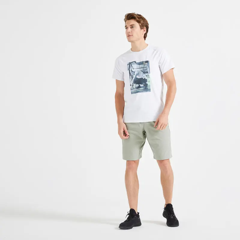 Camiseta Fitness Manga Corta Transpirable Cuello Redondo Hombre Domyos Blanco 4 Camiseta Fitness Manga Corta Transpirable Cuello Redondo Hombre Domyos Blanco - Imagen 2