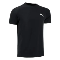 Camiseta Fitness Puma Hombre Negro Manga Corta Algodón