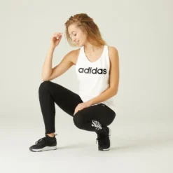Camiseta Fitness Sin Mangas 100% Algodón Mujer Adidas Linear Blanco 9 Camiseta Fitness Sin Mangas 100% Algodón Mujer Adidas Linear Blanco -Fitness cardio Ventas camiseta fitness sin mangas 100 algodon mujer adidas linear blanco 2