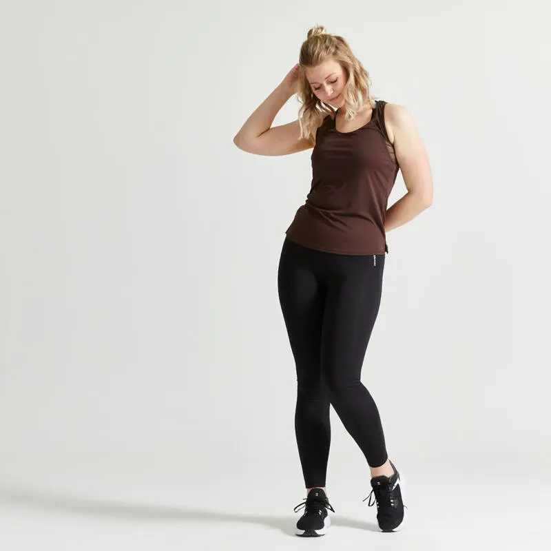 Camiseta Fitness Sin Mangas Tirantes Espalda Nadadora Mujer Domyos Marrón 4 Camiseta Fitness Sin Mangas Tirantes Espalda Nadadora Mujer Domyos Marrón - Imagen 2