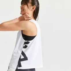 Camiseta Fitness Sin Mangas Tirantes Holgada Mujer Domyos Blanco 11 Camiseta Fitness Sin Mangas Tirantes Holgada Mujer Domyos Blanco -Fitness cardio Ventas camiseta fitness sin mangas tirantes holgada mujer domyos blanco 3