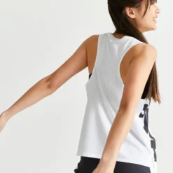 Camiseta Fitness Sin Mangas Tirantes Holgada Mujer Domyos Blanco 12 Camiseta Fitness Sin Mangas Tirantes Holgada Mujer Domyos Blanco -Fitness cardio Ventas camiseta fitness sin mangas tirantes holgada mujer domyos blanco 4