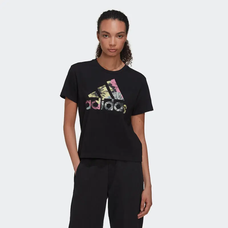 Camiseta Fitness Soft Training Adidas Floral Mujer Negro 3 Camiseta Fitness Soft Training Adidas Floral Mujer Negro