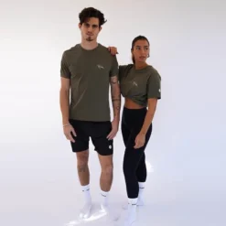 Camiseta Fitness Sostenible Manga Corta Algodón Unisex Fitplanet Seaturtle Verde