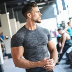 Domyos CAMISETA MANGA CORTA CROSS TRAINING MUSCULACIÓN HOMBRE COMPRESIÓN GRIS -Fitness cardio Ventas camiseta manga corta cross training musculacion hombre compresion gris 4