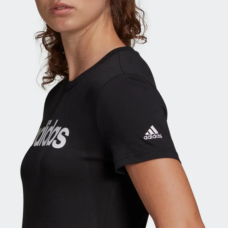 Camiseta Mujer Manga Corta 100% Algodón Adidas Fitness Linear Negro 7 Camiseta Mujer Manga Corta 100% Algodón Adidas Fitness Linear Negro - Imagen 5