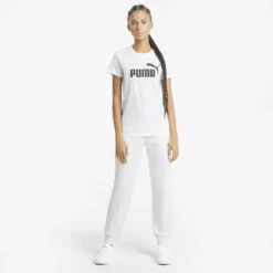 Camiseta Mujer PUMA Essentials Logo Blanco -Fitness cardio Ventas camiseta mujer puma essentials logo blanco 4