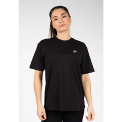 Camiseta Musculación Manga Corta Algodón Mujer GORILLA WEAR Sandy Negro -Fitness cardio Ventas camiseta musculacion manga corta algodon mujer gorilla wear sandy negro 1