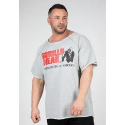 Camiseta Musculación Manga Corta Hombre GORILLA WEAR Classic Work Out Gris
