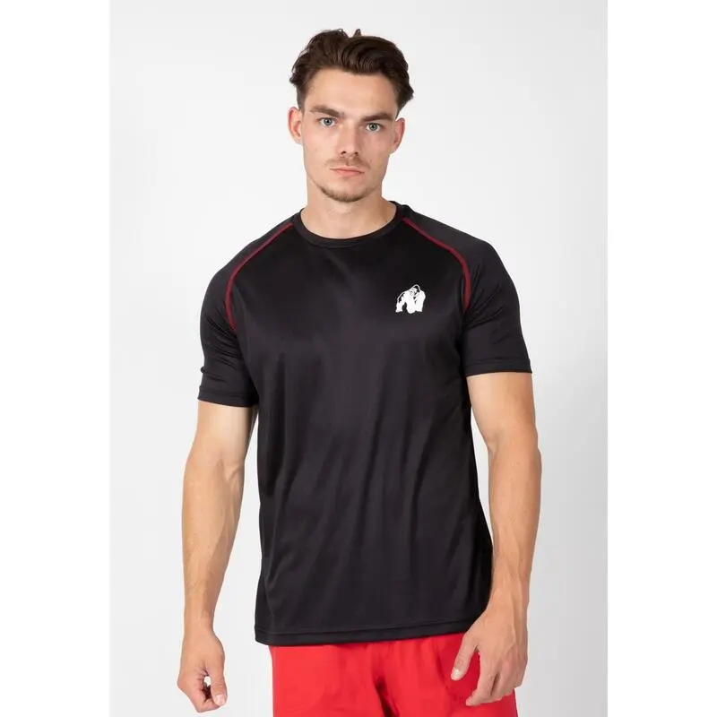 Camiseta Musculación Manga Corta Hombre GORILLA WEAR Performance Negro Rojo 3 Camiseta Musculación Manga Corta Hombre GORILLA WEAR Performance Negro Rojo