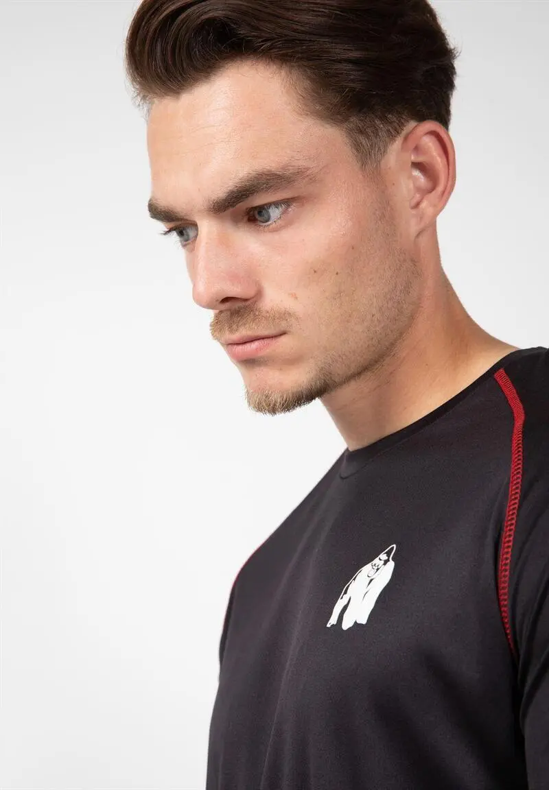 Camiseta Musculación Manga Corta Hombre GORILLA WEAR Performance Negro Rojo 7 Camiseta Musculación Manga Corta Hombre GORILLA WEAR Performance Negro Rojo - Imagen 5