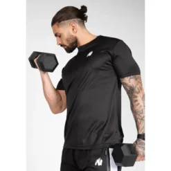 Camiseta Musculación Manga Corta Poliéster Hombre GORILLA WEAR Fargo Negro -Fitness cardio Ventas camiseta musculacion manga corta poliester hombre gorilla wear fargo negro 3