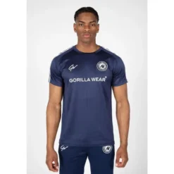 Camiseta Musculación Manga Corta Poliéster Hombre GORILLA WEAR Stratford Azul