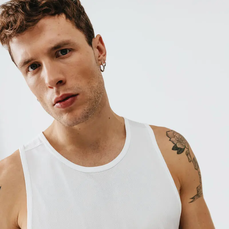 Kalenji Camiseta Running Dry Hombre Blanco Sin Mangas Transpirable 6 Kalenji Camiseta Running Dry Hombre Blanco Sin Mangas Transpirable - Imagen 4