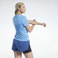 Camiseta Running Manga Corta Speedwick Mujer Reebok Azul -Fitness cardio Ventas camiseta running manga corta speedwick mujer reebok azul 4