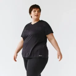 Kalenji Camiseta Running Manga Corta Transpirable Talla Grande Mujer Dry Azul -Fitness cardio Ventas camiseta running manga corta transpirable talla grande mujer dry negro