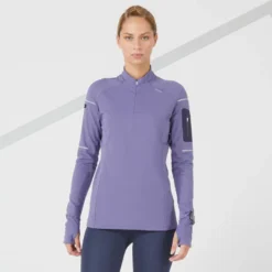 Camiseta Running Térmica Mujer Kiprun Warm Light Morada