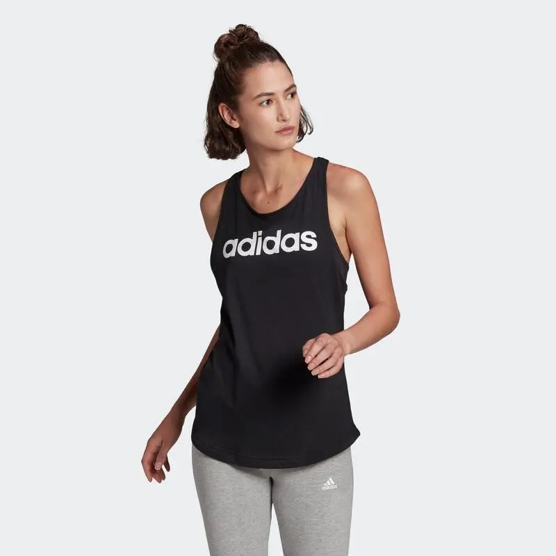 Camiseta Sin Mangas Fitness Linear Adidas Mujer Negro 3 Camiseta Sin Mangas Fitness Linear Adidas Mujer Negro