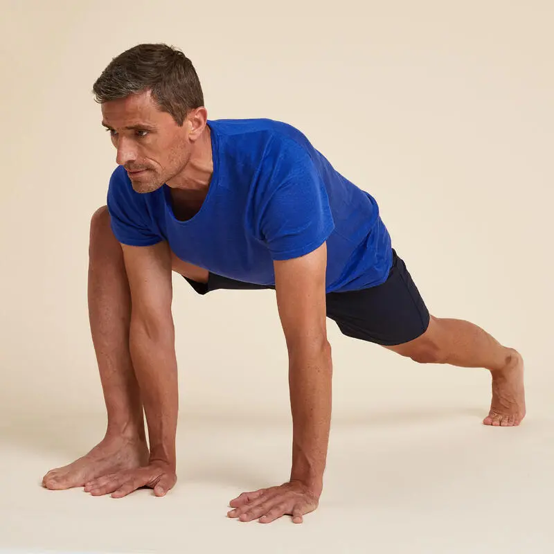 KIMJALY Camiseta Yoga Hombre Azul Índigo Made In France 100 % Lino 4 KIMJALY Camiseta Yoga Hombre Azul Índigo Made In France 100 % Lino - Imagen 2