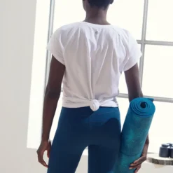 Camiseta Yoga Manga Corta Ecodiseñada Mujer Kimjaly Blanco -Fitness cardio Ventas camiseta yoga manga corta ecodiseada mujer kimjaly blanco 1