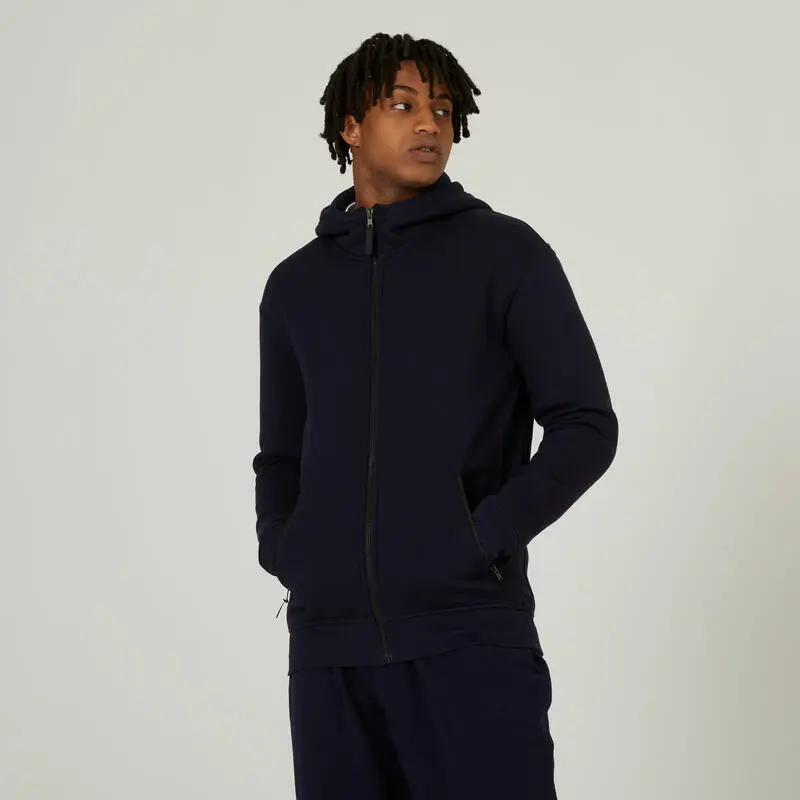 Chaqueta Fitness Capucha Y Cremallera Hombre Domyos 520 Azul Marino 3 Chaqueta Fitness Capucha Y Cremallera Hombre Domyos 520 Azul Marino