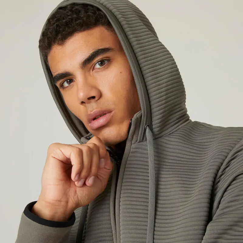 Chaqueta Fitness Con Cremallera Y Capucha Hombre Domyos Caqui 7 Chaqueta Fitness Con Cremallera Y Capucha Hombre Domyos Caqui - Imagen 5